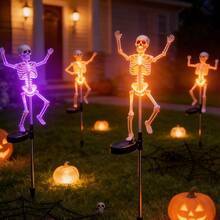 Solar Powered Outdoor Ground Lights, 27.5 Inch Halloween Glowing Skull, 20 Inch Cute Ghost & Pumpkin Set, Suitable For Yard, Lawn And Pathway - In-ground Light - View 3
