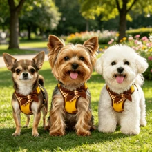 1pc Small Dog Harness | Night Reflective . Anti-Escape . Plaid Triangle Scarf + Bow Decor . Mesh Lining Comfortable & Breathable . Hook & Loop Design Easy To Put On And Take Off . Suitable For Small Dogs And Cats For Indoor And Outdoor Use - Multicolor - View 7