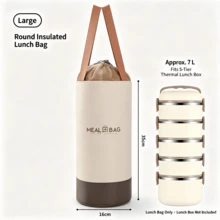 Round Insulated Lunch Bag, Student Lunch Box, Bento Box, Lunch Bag For Office Workers, Breakfast Bag, With Cup Holder, Aluminum Foil, And Thick Insulation. - View 10