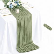 6 Pack Sage Green Cheesecloth Table Runner, Gauze Table Runner, Boho Rustic Sheer Cheese Cloth Fabric Runner, Elegant Table Decor For Wedding, Party, Bridal Shower, Baby Shower, Birthday, Farmhouse Dining Table, Outdoor Events And Home Decor - A - View 22
