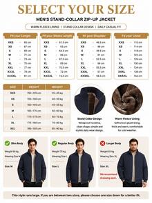 Thermal Lined Jacket, Fashionable, Warm, Casual, Suitable For Men's Daily And Outdoor Sports Wear In Autumn/Winter - Navy Blue - View 7