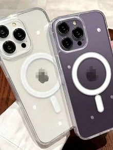 磁吸透明保護殼，相容 iPhone 17 16 15 14 Plus 13 12 11 XR XS X 7 8 Pro Mini Pro Max，支援 MagSafe 無線充電保護套 - 無色 - 查看 2