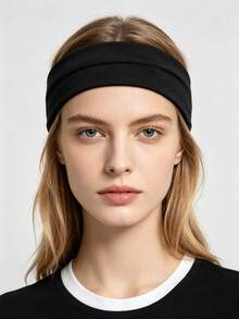 1pc Unisex Solid Color Sports Headband, Wide Yoga Sweatband, Elastic Fitness Headwrap For Men & Women - Multicolor - View 1