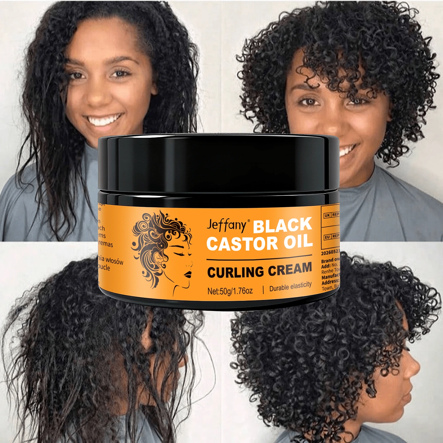 Jeffany Black Castor Oil Curl Cream. Contains Castor Oil To Create Perfect Curls. Tames Frizz And Provides Long-Lasting Hold, Suitable For All Curl Types. Makes A Great Gift. 50g - Cream - View 1