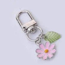 1pc Cute Enamel Daisy Flower Keychain For Women, Colorful Mini Bag Charm With Leaf Pendant, Lightweight Keyring For Handbag Purse Backpack Gift - Quantity - View 14