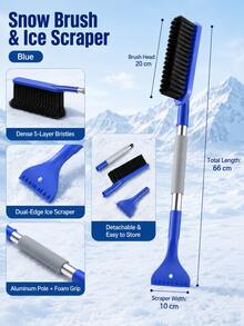 2-In-1 Car Snow Brush And Ice Scraper, Extendable Winter Windshield Cleaning Tool With Foam Handle, Portable Car SUV Truck Snow Brush, Winter Car Essential - A - View 11