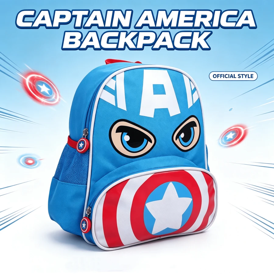 Mesuca Mini Storage Backpack Marvel Captain America Print Design Blue Red White Color Scheme Waterproof Fabric Adjustable Shoulder Strap Lightweight Daily Short-Distance Carry 1pc - View 1