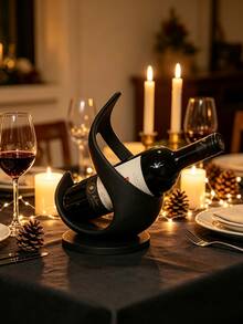 1pc 3D Printed Decorative Wine Bottle Holder Sculpture Ornament, Unique Creative Gift, Multifunctional Desktop Wine Storage Decor, Modern Kitchen And Bar Decoration, Perfect Holiday Gift For Enthusiasts And Collectors - View 3