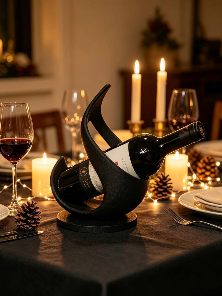 1pc 3D Printed Decorative Wine Bottle Holder Sculpture Ornament, Unique Creative Gift, Multifunctional Desktop Wine Storage Decor, Modern Kitchen And Bar Decoration, Perfect Holiday Gift For Enthusiasts And Collectors - View 2