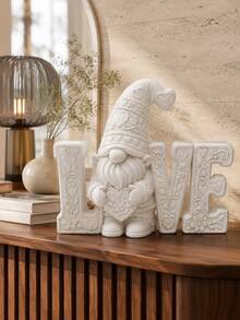 1pc Cute LOVE Letter Gnome Desktop Decor, Floral And Heart Design, Charming Romantic Home Ornament, Suitable For Bedroom, Living Room, Entryway, Bookshelf, Gift, Home Decor, Room Decor, Autumn Home Decor, Office Decor, Classroom Decor, Bedroom Decor - Multiple Styles - View 5
