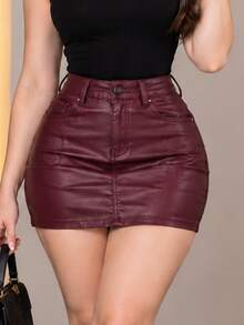 Women Skirts - Burgundy - View 3