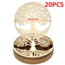 10/20件 4英吋木製生命之樹鏤空圖案，木製生命之樹造型手工藝品，適用於聖誕節、婚禮 - A - 查看 7