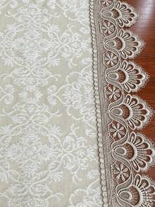 HXARTMIS 1 buah Taplak Meja Renda Jacquard Vintage, Taplak Meja Bordir Berongga Eropa, Taplak Meja Dekoratif Warna Beige, Cocok untuk Meja Makan, Pesta Pernikahan, Dekorasi Rumah - Krem - View 5