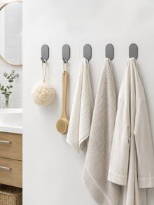 1pc/5pcs Heavy Duty Strong Adhesive Hooks, No Drilling Wall Hooks, Suitable For Kitchen, Bathroom, Bedroom, Door Storage, Non-Damaging, Damage Free, Strong Adhesion, Home Storage Hooks - View 4