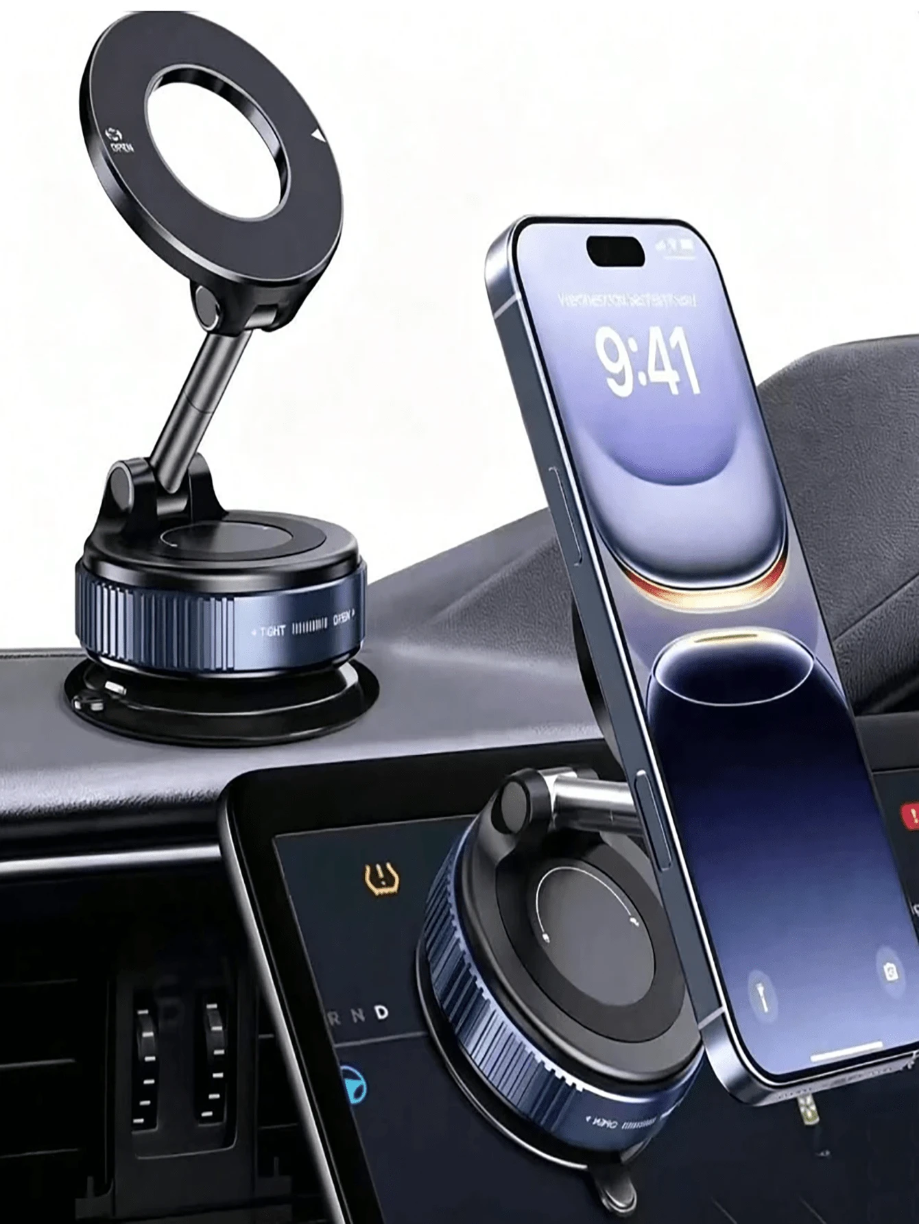 360° Vacuum Magnetic Car Phone Holder, Strong Magnetic Suction Cup Hands-Free Mount, 360° Rotatable And Foldable, Universal For All Smartphones, Suitable For Car Dashboard, Gym, Mirror, Shower And Smooth Surfaces, Ideal Gift For Drivers And Tech Enthusiasts, Stable Support On Bumpy Roads, Easy Installation, Lightweight And Portable, PS: Only Supports Installation On Smooth Surfaces - Multicolor - View 1
