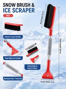 2-In-1 Car Snow Brush And Ice Scraper, Extendable Winter Windshield Cleaning Tool With Foam Handle, Portable Car SUV Truck Snow Brush, Winter Car Essential - A - View 15