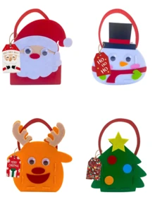 12pcs Christmas Handheld Gift Bag Set – Includes Bags Featuring Santa Claus, Snowman, And Reindeer Designs, Plus Cards And Twine. A DIY Kit Suitable For Christmas Gift Wrapping, Holiday Decor, And Themed Party Packaging. - Multicolor - View 7