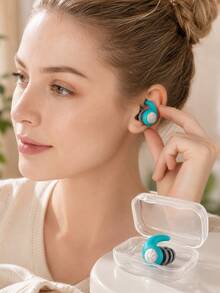 Reusable Silicone Noise-Canceling Earplugs With Storage Case, Soft Comfortable Multi-Layer Earplugs, Suitable For Sleep, Study, Work, Travel And Daily Use, Lightweight Portable Hearing Protection Accessory For Men And Women - Two-piece set - View 2
