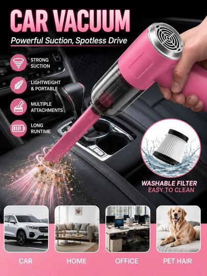 YAIUZGOO Car Wireless Vacuum Cleaner, Handheld Mini Vacuum & Blower, Universal For Car, Powerful Suction, Suitable For Computer Cleaning And Car Interior Crevice Cleaning