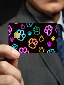 1pc Pet Paw Print Official Credit Card Sticker Privacy Protection Card Skin, Neon Holiday Gift PVC Material Anti-Fingerprint Anti-Scratch Wear-Resistant Card Sleeve, Suitable For Men, Women, Couples, Small Chip Card, Bank Card, Credit Card, Transit Card, Student Campus Card Personalized DIY - Type a - View 14