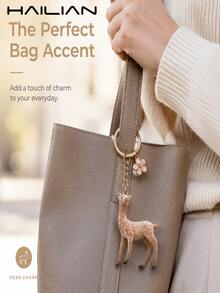 HAILIAN Mini Cute Deer Bag Charm, Available In Two Styles - Sika Deer And Moose - Suitable As Bag Charm For College Students And Elementary Students, Car Keychain, Birthday Gift, Halloween Costume Accessory - Khaki - View 7