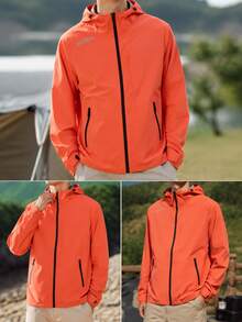 Skechers Men's Sports Jacket Woven Hooded Coat Outdoor Commute Casual Jacket L323M127-00N6 - Bright Orange - View 3