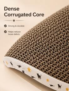 Curved Cat Scratching Board, Corrugated Cardboard Cat Bed, 2-In-1 Cat Lounge Bed | Suitable For Multi-Cat Households And Cat Owners | Ergonomic Spine Support Design, Furniture Protection, High-Density Durable Material | Suitable For Indoor Home Living Room Large Wave Cat Scratching Pad - one-size - View 7