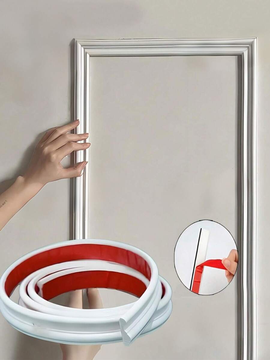 White Flexible Self-Adhesive Wall Decorative Strip, Waterproof PVC Self-Adhesive Decorative Line, Suitable For Doors, Tiles, Cabinets, Mirrors And DIY Home Decor Projects, Cabinet Detail Decorative Trim - Decorative Strips - View 1