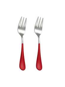 2/6/12pcs Dessert Fork Set, Cake Fork, Fruit Fork, Tea Fork, Suitable For Restaurant, Afternoon Tea, Cafe, Wedding, Date Gift - Silver + Red - View 6