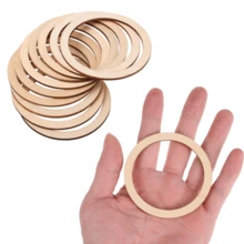 12/24pcs Multi-Size Hollow Wooden Rounds - Lightweight Blank Wooden Rings, Suitable For DIY Jewelry, Scrapbooking And Rustic Party Decor, Perfect For Craft Projects - Wooden Ring - View 4