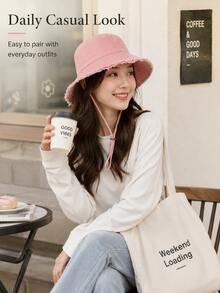 Women's Drawstring Bucket Hat With Adjustable Chin Strap, Soft Material, Windproof & Fashionable, Suitable For Travel, Beach, Vacation And Daily Casual Wear, Perfect Birthday Or Christmas Gift For Girlfriend - Multicolor - View 8