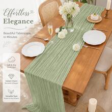 6 Pack Sage Green Cheesecloth Table Runner, Gauze Table Runner, Boho Rustic Sheer Cheese Cloth Fabric Runner, Elegant Table Decor For Wedding, Party, Bridal Shower, Baby Shower, Birthday, Farmhouse Dining Table, Outdoor Events And Home Decor - A - View 7