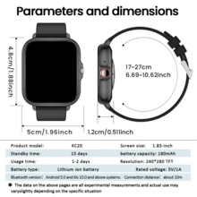 1pc Unisex Smart Watch, 1.83" Full Screen Touch, 180mAh Battery, Call/Answer Phone, Pedometer, Calorie, Sports Tracking, Alarm, Call/Message Notification; Multi-Function Sports Smart Watch, Compatible With Android And IOS - Multicolor - View 8