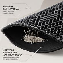 EVA Honeycomb Double-Layer Cat Litter Mat, Waterproof Anti-Splash, Easy To Clean And Washable, Cat Litter Box Mat, Pet Accessories, Black - Black - View 11