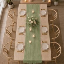 6 Pack Sage Green Cheesecloth Table Runner, Gauze Table Runner, Boho Rustic Sheer Cheese Cloth Fabric Runner, Elegant Table Decor For Wedding, Party, Bridal Shower, Baby Shower, Birthday, Farmhouse Dining Table, Outdoor Events And Home Decor - A - View 4