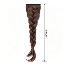 Ponytail Hair Extension Braid For Women, Hook-And-Loop Self-Wrap Side Twisted Braid, Fluffy High Ponytail Volume Booster, Low Ponytail Hook-And-Loop Hair Tie Hair Accessory - Coffee Brown - View 2