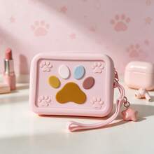 1pc Silicone Handbag With 3D Colorful Cat Paw Pattern, Star Charm Wrist Strap, Square Storage Pouch, Mini Zipper Digital Organizer, Multi-Functional Portable Storage Bag For Bluetooth Earphones, Charging Cables, Lipstick, Jewelry, Coins, Travel Essential, Multi-Purpose Travel Organizer - Multicolor - View 8