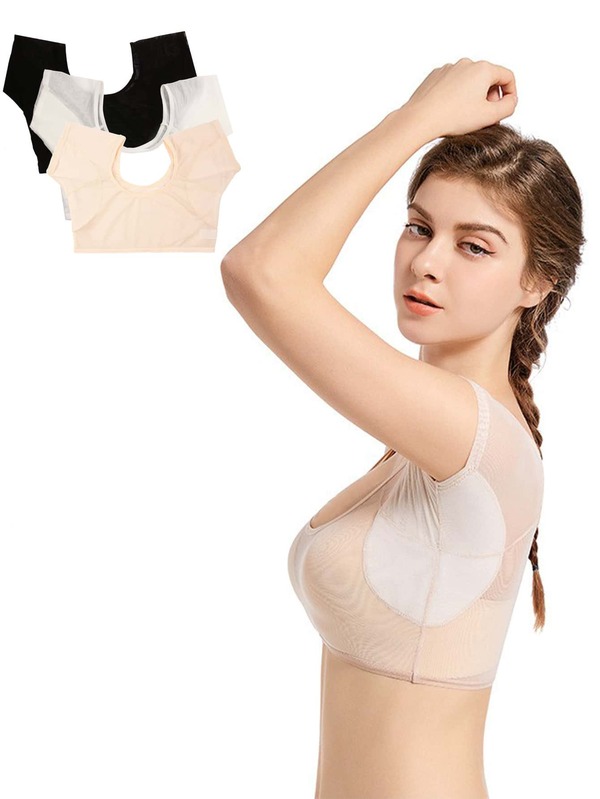Sutiã absorvente de suor NOSWEAT para mulher, almofadas laváveis para suor nas axilas, lingerie respirável anti-suor sem aros, top de sutiã de secagem rápida, adequado para verão, desporto, escritório e viagens, tamanho M/L