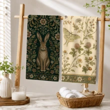 2/4/6/8 Pcs Rabbit Print Kitchen Hand Towels, Vintage Floral Dish Towels Set, Woodland Animal Home Decor, Country Farmhouse Style For Fall Holiday Kitchen - Multicolor - View 10