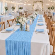 10 Pack Light Blue Cheesecloth Table Runner,Gauze Table Runner, Boho Cheese Cloth Table Runners, Rustic Sheer Table Decor For Wedding, Party, Bridal Shower, Baby Shower, Birthday And Farmhouse Home Decor - Baby Blue - View 5