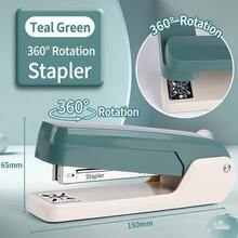 دباسة دوارة 360° + مجموعة 12 قطعة دبابيس، مريحة وأنيقة للمكتب/الطلاب، تصميم نسيج فاخر، متوافقة مع دبابيس #12، لوازم المكتب والمدرسة والعودة إلى المدرسة - A - مشاهدة 7