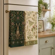 2/4/6/8 Pcs Rabbit Print Kitchen Hand Towels, Vintage Floral Dish Towels Set, Woodland Animal Home Decor, Country Farmhouse Style For Fall Holiday Kitchen - Multicolor - View 5