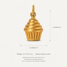 1pc Gold Snack Pendant, Drip Oil Exquisite Style, 18kpvd Gold Plated 316 Stainless Steel Material, Waterproof And Fade-Resistant, Suitable For Daily DIY Necklace, Bracelet, Keychain, Earring, Phone Chain, Leather Bag Buckle And Other Different Accessories, Suitable For Handmade Store DIY, Factory Semi-Processed Production And Other Scenarios. - Multicolor - View 13