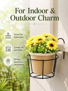 3/5pcs Fashionable Round Metal Hanging Planters - Perfect For Balcony, Garden And Indoor Decoration; You Can Plant Succulents And Various Green Plants In These Hanging Planters, Planter Diameter Is 6.2 Inches. - B - View 8