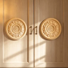 2pcs Solid Wood Carving Circular Decals, Home Decorations, Woodworking Supplies, Suitable For Cabinets, Doors And Windows, Furniture, Background Walls, Porches, Offices And Other Decorations, Holiday Decorations, DIY Decorations. - Multicolor - View 6