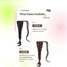 Ponytail Hair Extension Braid For Women, Hook-And-Loop Self-Wrap Side Twisted Braid, Fluffy High Ponytail Volume Booster, Low Ponytail Hook-And-Loop Hair Tie Hair Accessory - Coffee Brown - View 6