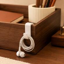 1/2pcs Minimalist Cabinet Hook, No-Drill Hanging Hook For Wooden Board Side, Mark-Free Hanging For Cloth And Towel, Removable Storage Accessory For Kitchen And Bathroom, Surface- - Hook Up - View 5