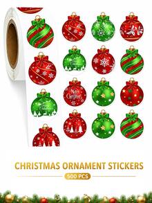 500PCS Christmas Decorative Stickers, Red & Green Holiday Ornament Labels, Assorted Snowflake, Reindeer, Christmas Tree Gift Sealing Stickers, Self-Adhesive Stickers, Suitable For Gift Wrapping, Envelopes, Cookies, Mugs, Christmas Party And Holiday Decoration - Christmas Ornament - View 1