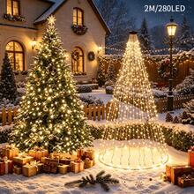 200/280/300 LED Christmas Tree Lights, Christmas Fairy String Lights, 8 Modes LED Holiday Lights With Remote Control, Warm White & Multicolor Christmas Lights For Indoor Outdoor Tree, Garden, Patio And Holiday Decor - Waterfall Light - View 7