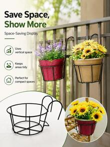 3/5pcs Fashionable Round Metal Hanging Planters - Perfect For Balcony, Garden And Indoor Decoration; You Can Plant Succulents And Various Green Plants In These Hanging Planters, Planter Diameter Is 6.2 Inches. - B - View 6